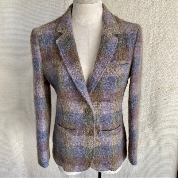 Vintage 70s M Fall Mohair Plaid Blazer Jacket - Picture 8 of 8